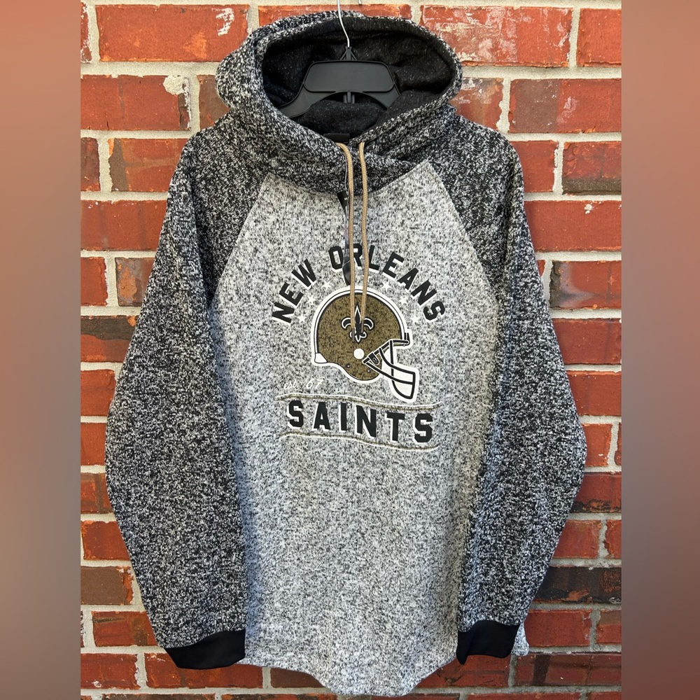 NWT NFL Team Apparel New Orleans Saints 2-Tone Gray Long Sleeve Hooded XXL Shirt - Picture 1 of 5